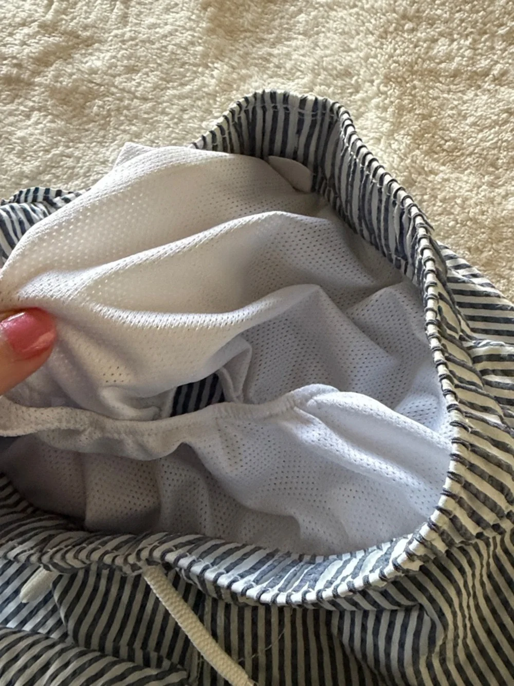 GAP Blue and White Striped Kids Swim Trunks